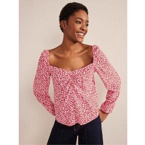 Boden Floral Crinkle Gauze Sweetheart Printed Top flowy puff sleeve romantic fun